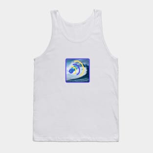 blue white wave design Tank Top